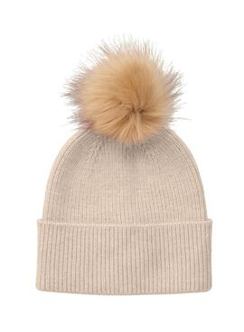 Gorro Pieces Pompón para Mujer Beige