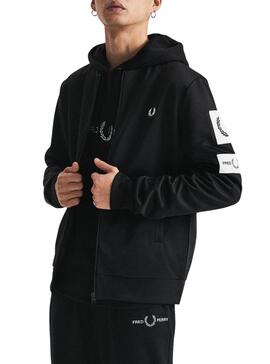 Sudadera Fred Perry Cremallera para Hombre Negra