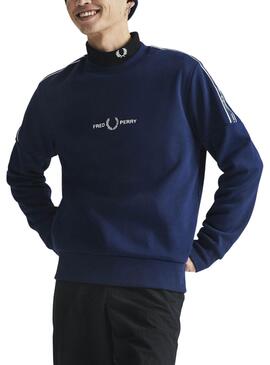 Sudadera Fred Perry Logo Tape para Hombre Marina