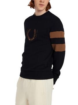 Sudadera Fred Perry Bandas en Mangas Hombre Negra