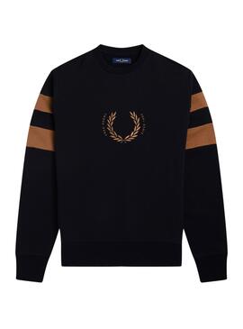 Sudadera Fred Perry Bandas en Mangas Hombre Negra