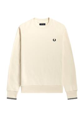 Sudadera Fred Perry Básica Ribetes Hombre Blanca