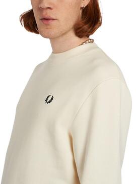 Sudadera Fred Perry Básica Ribetes Hombre Blanca