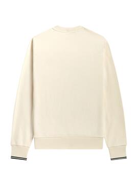 Sudadera Fred Perry Básica Ribetes Hombre Blanca