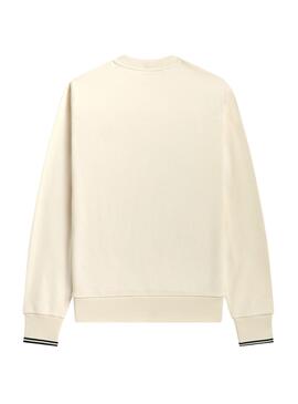 Sudadera Fred Perry Básica Ribetes Hombre Blanca