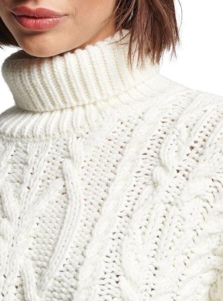 Mujer – Jersey de ochos con cuello vuelto y hombros caídos en Blanco  Invierno Superdry ES