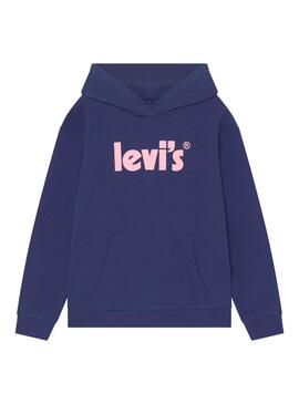 Sudadera Levis Logotipo Capucha para Niña Marina