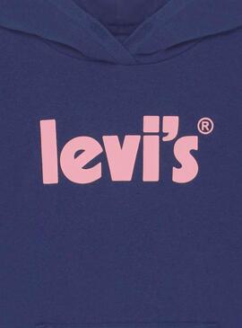 Sudadera Levis Logotipo Capucha para Niña Marina