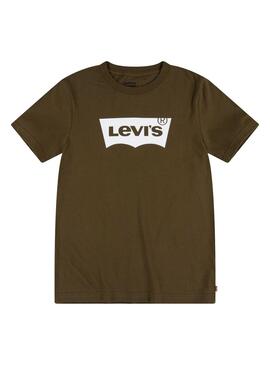 Camiseta Levis Logo Batwing Para Niño Verde