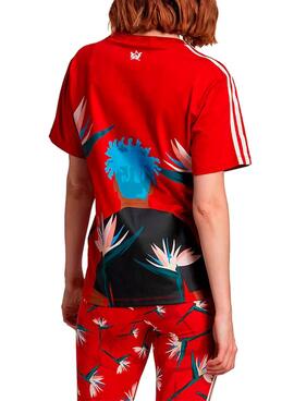Camiseta Adidas Thebe Magugu para Mujer Roja