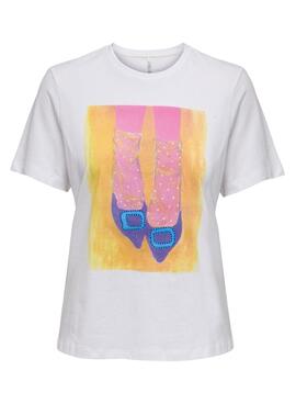 Camiseta Only Nelly Zapatos para Mujer Blanca
