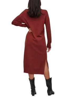 Vestido Vila Viril Cuello Vuelto para Mujer Rojo