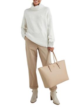 Bolso Tommy Hilfiger Tote Mediano para Mujer Beige