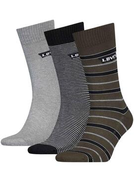 3 Calcetines Levis Cut Batwing para Hombre Gris