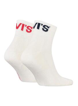 Calcetines Levis Mid Cut Sport Logo Hombre Blancos