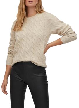 Jersey Vila Viella Ochos para Mujer Beige