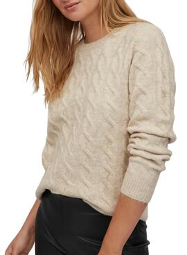 Jersey Vila Viella Ochos para Mujer Beige