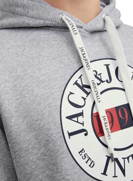 Sudadera Jack And Jones Capucha para Hombre Gris