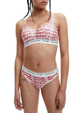 Sujetador Calvin Klein Logo Mujer Blanco y Rojo