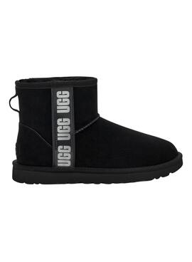 Bota UGG Classic Mini Side Logo para Mujer Negro