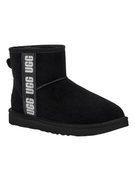 Bota UGG Classic Mini Side Logo para Mujer Negro