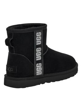 Bota UGG Classic Mini Side Logo para Mujer Negro