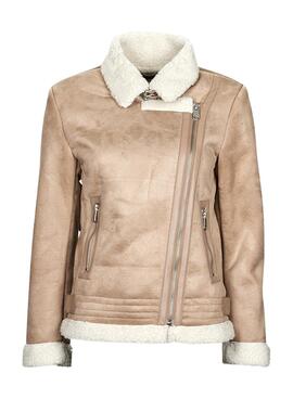 Chaqueta Only Diana Biker Aviator para Mujer Beige