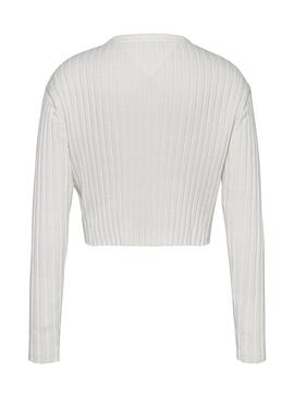 Jersey Tommy Jeans Reg Rib Blanco Para Mujer