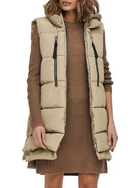Chaleco Only Nora Puffer Beige Para Mujer