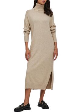 Vestido Vila Ril Roll Neck para Mujer Beige