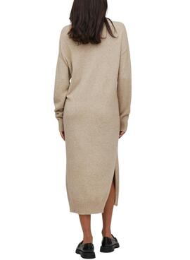 Vestido Vila Ril Roll Neck para Mujer Beige