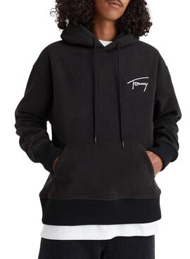 Sudadera Tommy Jeans Polar Signature Hombre Negro