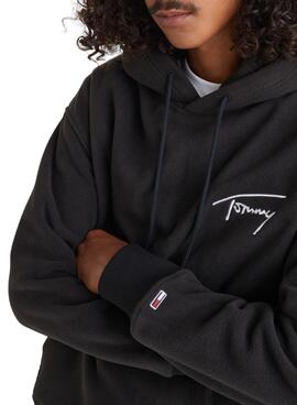 Sudadera Tommy Jeans Polar Signature Hombre Negro