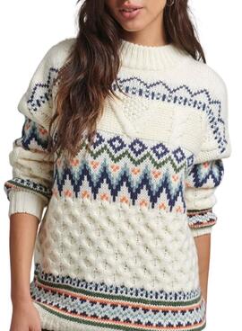 Jersey Superdry Vintage Cable Pattern Mujer Blanco