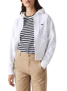 Sudadera Lacoste Cremallera para Mujer Blanca