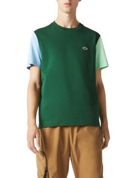 Camiseta Lacoste Colorblock Verde Para Hombre