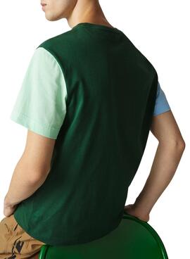 Camiseta Lacoste Colorblock Verde Para Hombre