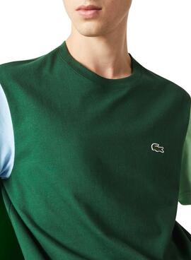 Camiseta Lacoste Colorblock Verde Para Hombre