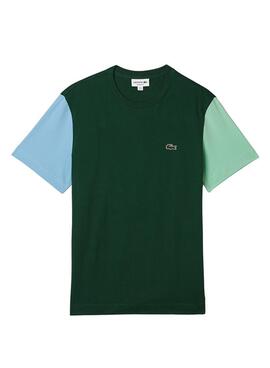 Camiseta Lacoste Colorblock Verde Para Hombre