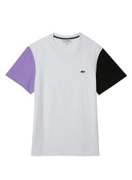 Camiseta Lacoste Colorblock Blanca Para Hombre