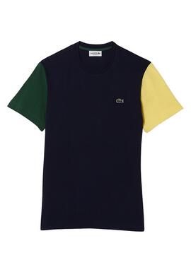 Camiseta Lacoste Colorblock Marina Para Hombre