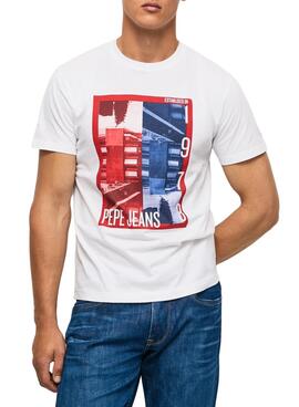 Camiseta Pepe Jeans Trey Blanca Para Hombre