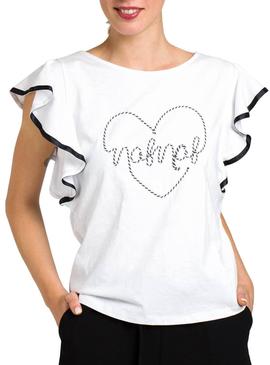 Camiseta Naf Naf Logo Blanco Mujer