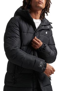 Chaqueta Superdry Hooded Longline Hombre Negro