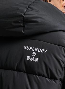 Chaqueta Superdry Hooded Longline Hombre Negro