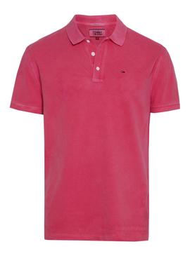 Polo Tommy Jeans Clasico Fucsia Hombre