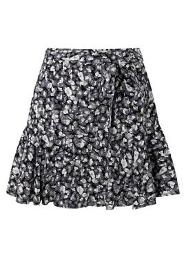 Falda Pepe Jeans Fede Flores Negro y Gris 