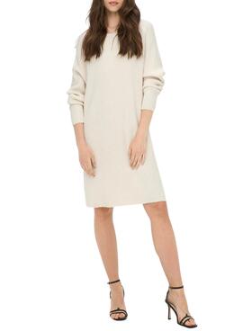 Vestido Only Fia Katia Acanalado para Mujer Beige