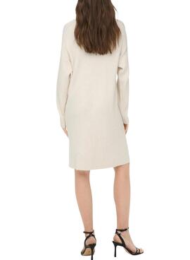 Vestido Only Fia Katia Acanalado para Mujer Beige