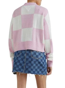 Jersey Tommy Jeans Checker Flag Rosa para Mujer